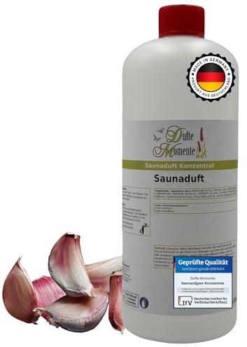 Dufte Momente Saunaaufguss-Konzentrat Knoblauch – 1 Liter – intensiv & würzig – konzentriert & ergiebig – zertifizierte Profi-Qualität – vegan & Made in Germany