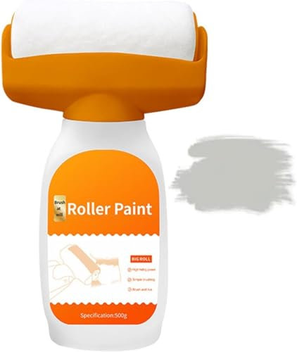 Rodillo de reparación de paredes, pintura de látex con olor limpio, rodillo de masilla para arreglar la pared todo en uno, cepillo de pintura para rodillo de pared, removedor de graffiti (Gris)