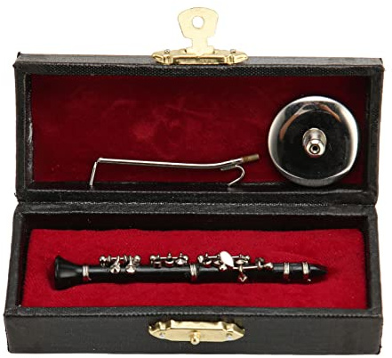 Glomora Miniature Clarinet Model - 3.1 Inch Replica with Stand and Case, Home Decor and Gift