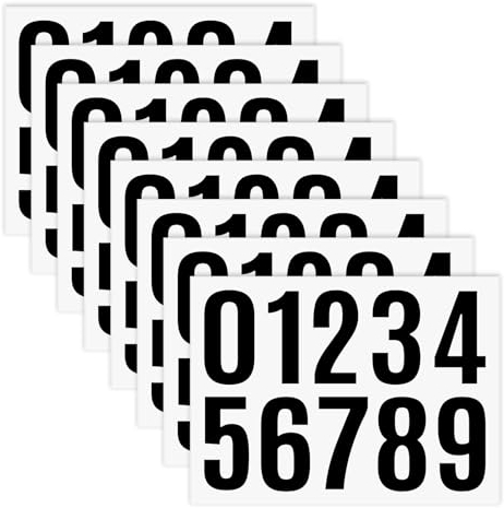 wocpvm 35 Blätter Zahlen Aufkleber Nummern 0-9 Aufkleber Zahlen Startnummern Schwarz Glänzend Wasser und Wetterfest Ideal für Postkasten, Schilder, Hausnummern, Adressnummer - 4cm