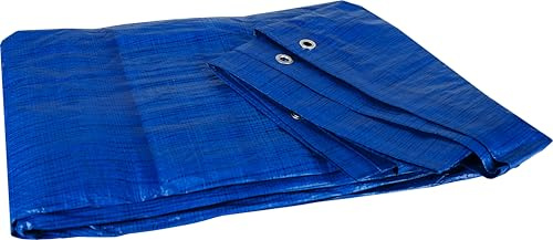 Schmith - Telone di protezione 15 x 20 m, colore: blu, 65 g, telone in tessuto, telone multifunzione rinforzato con occhielli in alluminio, mobili da giardino, materiali, costruzione, protezione