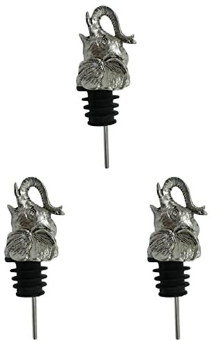 Amosfun 3pcs Elephant Head Shaped Wine Pourer Stoppers Alloy Wine Bottle Caps Bottle Stopper for Home Party