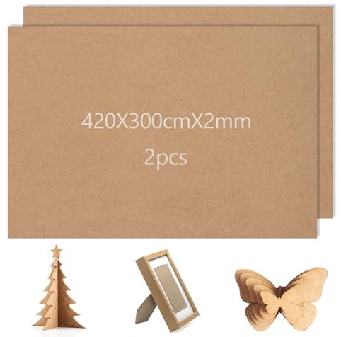 Tavola in legno MDF spesso 2 mm, 2 pezzi, 42 x 30 cm, pannelli di truciolato per arte, pittura, pannelli di fibra a media densità, blocchi da disegno per incisione laser, decorazione, modellismo