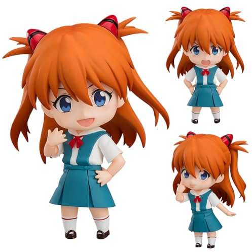 Asuka Langley Soryu - Figura de acción de 10 cm, figura de anime Asuka Langley Soryu, figura movible con accesorios, cabeza puede cambiar, bonita figura hecha a mano, regalos coleccionables para