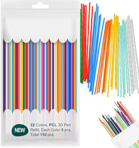 JJKTO 3D Doodler Pen Refill Packs, 110 Pieces 3D Pen Filament, 22-Colour 3D Pen Filament, 3D Pen with Low Pressure Temperature, 3D Pen Filament Refills,3D Pen Colours