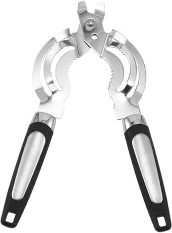 EXHUMKY Abridor Manual De Acero Inoxidable Para Tapas y Latas, Compacto y Portátil, Resistente y Antideslizante, Adecuado Para Camping y Uso Doméstico, Abrebotellas Multifuncional Color Negro