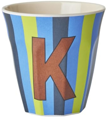 Rice Melmain mugg medium – bokstaven K – barnmugg campingmugg campingservis dryckesbägare melaminskål okrossbar BPA-fri 250 ml