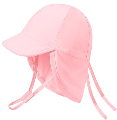 heekpek Gorro Bebe Verano UPF 50 Proteccion Solar Gorro Playa Proteccion UV Sombrero de Sol Ajustable para Niño Niña, Rosa, 2-4 años