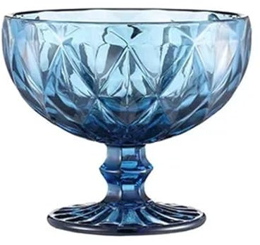 XIEHYA Coupe à Glace Verre en Cristal coloré Court, gobelets Hauts, crème glacée à Dessert, Verre à vin épais rétro, décoration de fête 2 pièces pour Les Glacés Desserts(Blue1)