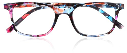 KFHENSOMR Reading Glasses Sturdy Reading Glasses for Women Men Anti Glare Blue Light Blocking Eyeglasses Ladies Readers Eyeglasses Spring Hinge with Pattern Print (Blue Tortoise, 150/1.5)