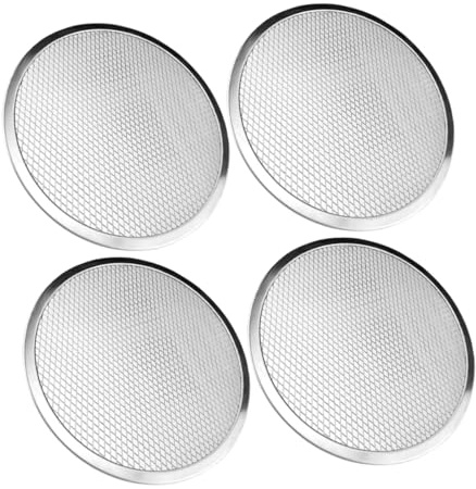HEMOTON 4pièces Set De Plaques à Pizza Rondes Aluminium Antiadhésives Maille pour Cuisson Homogène Plateau Polyvalent pour Four Et Barbecue