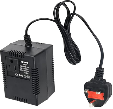 300W Step Down Transformer, 240/220 v to 120/110v (UK Plug) Voltage Converter, Travel Power Adapter for WIFI, POS Machine, Power Bank