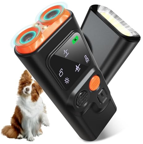 Queenmew Anti Bell Gerät Hunde, Antibell Ultraschall Gerät mit Variabler Frequenz, Effektiv Lange Reichweite Gegen Bellen Hunde den Innen- und Außenbereich