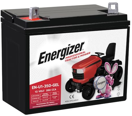 Energizer EN-U1-350-GEL, 12 Volt 350 CCA, Long Lasting Sealed Lead Acid AGM Rechargeable Battery Ideal For Use In Tractors, Lawn Mowers, and more