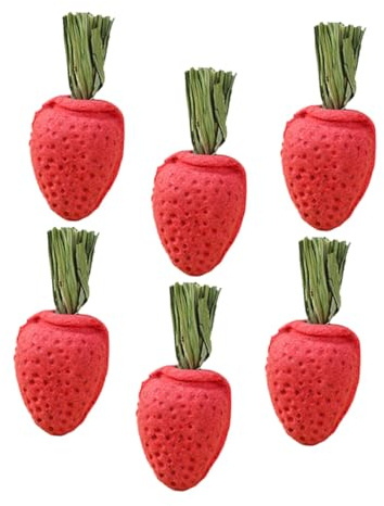 TOYZFRIENDY Lot De 6 Jouets Coussins pour Chats Friandises pour Rats Jouet À l'herbe À Chat en Forme De Fruit Jouets pour Gerbilles Bâtonnets pour Cage À Lapins