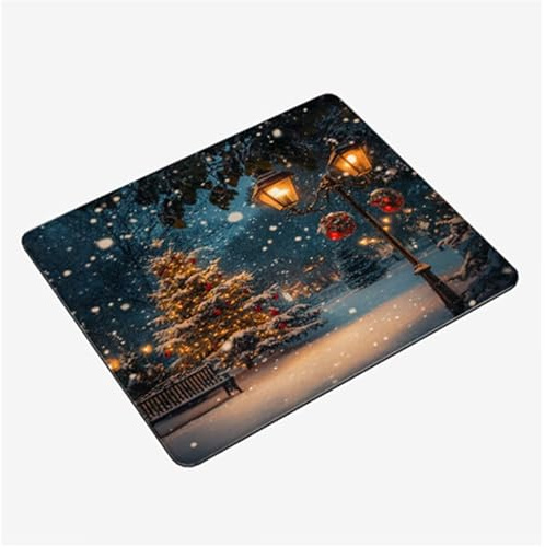 Alfombrilla Ratón Navidad Mini Mousepad 40x30cm, Calle Alfombrilla Gaming, Tapete Escritorio con Bordes Cosidos, Protector Escritorio con Base Goma Antideslizante Oficina Accesorios Gaming S0-714