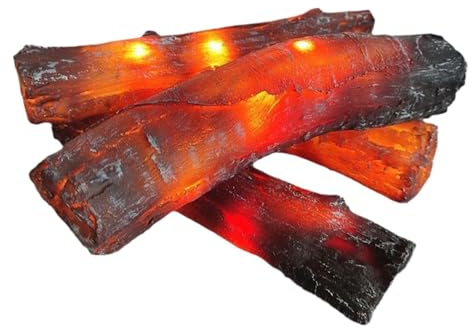 Charbon De Bois Lampe LED Cheminée | Bûches pour Cheminée Électrique sans Flamme avec Flammes Artificielles LED Réalistes | pour La Décoration De Salon À L'intérieur De La Maison