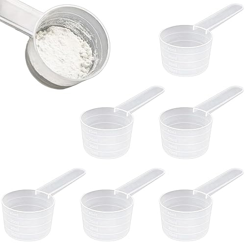 Bangbobi Juego de Cuchara medidora, 6 Piezas de Cuchara medidora con báscula, 10ml 20ml 30ml 40ml, Cuchara medidora de Gramos, detergente dosificador para detergente Proteína en Polvo