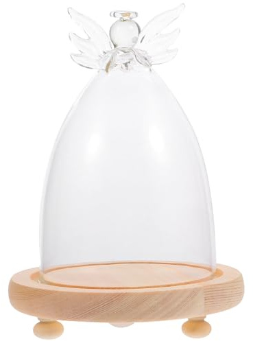 CORHAD Campana di Vetro Trasparente Base in Legno per Micro Paesaggi e Fiori Eterni, Copertura Decorativa per Esposizione di Statuette e Oggetti su Scrivania e Tavolo