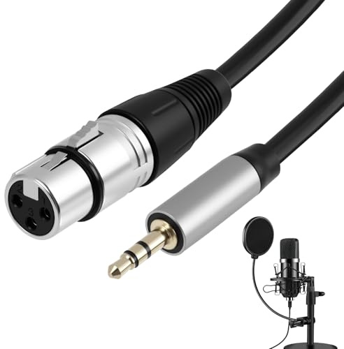 CAIHINIER 1M XLR auf 3,5mm Klinke Stereo, Vergoldetes 3,5mm Mini Jack Aux auf XLR Male Mono Audio Kabel, Mikrofonkabel Audio Adapter Kabel AUX für Handy Laptop Lautsprecher Mixer (Female)