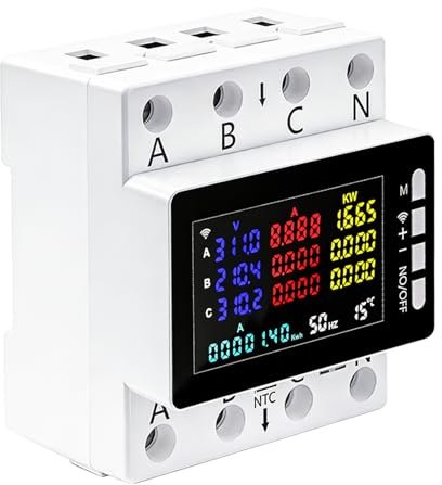 Behogan Tuya Stromzähler 3 Phasen Wlan, 80A 220V AC Stromzähler 3 Phasen Smartmeter, Wlan Smartmeter Stromzähle r, Amperemeter Energiezähler Hutschiene mit APP-Fernbedienung, Schutz vor Stromausfall