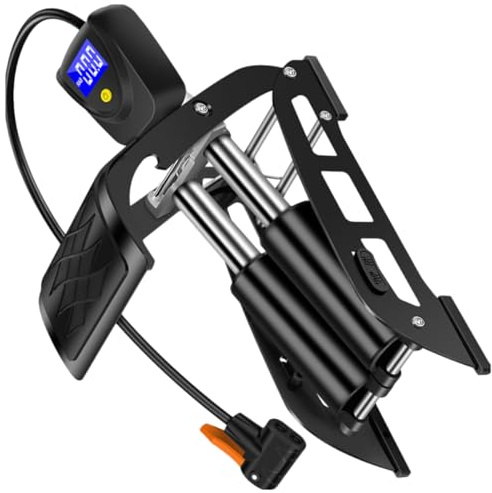 HOODANCOS Elektrische Kleiner Fußpumpe mit Digitalanzeige Tragbare Pedal Luftpumpe aus Langlebigem Material für Fahrrad E Auto Motorrad und Sportbälle