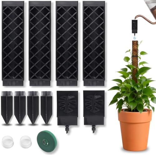 SINAYREK Tutor de Musgo autorriego Extensible Haoledy - 4x24,5cm Soporte para Monstera, Tutor Hueco en Forma de D para Plantas trepadoras, Accesorios jardinería (Negro)