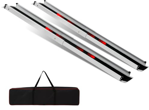 2 PCS Rampa para Silla de Ruedas, Rampa de Acceso Ajustable de 76 a 122 cm, Carga Máxima 272 kg, Rampas Telescópicas de Longitud Variable con Superficie Antideslizante
