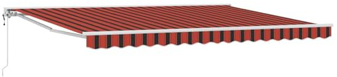 KGFHERENB Auvent électrique à bras articulé, 4,5 x 3 m, rétractable avec fonctionnement solaire, télécommande et manivelle, demi-cassette, auvent pour terrasse, balcon et jardin, orange, noir, jaune