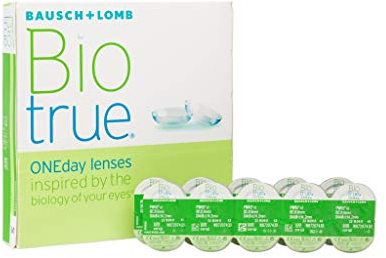 Bausch und Lomb Biotrue ONEday Tageslinsen, sphärische Kontaktlinsen, weich, 90 Stück BC 8.6 mm/DIA 14.2 / -3.25 Dioptrien