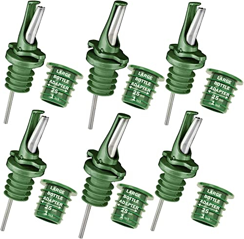 Olivenöl Ausgießer - Patentierter Öl Spender für präzise Dosierung - Schutzkappe hält Ihr Öl frisch, schmackhaft und verhindert Feuchtigkeitsbildung - Grün 6er Packung