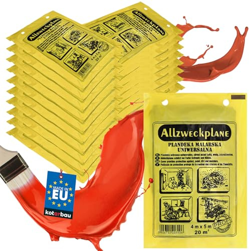 KOTARBAU® 50er Set Malerfolie - Abdeckfolie - 4 x 5 m - Malervlies - Abdeckplane - Robust - Bauschutzfolie - Grau - Dicke Malerfolie