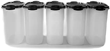 Tupperware Eidgenossen 1,7 L schwarz mit Schütte (5) Trockenvorrat Dose Modular
