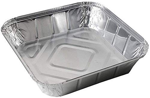 MARENT Brand Silver Foil Food Trays Dishes Containers & Lids 230 x 230 x 49mm (9 x 9 x 2) - Made in The UK (25)