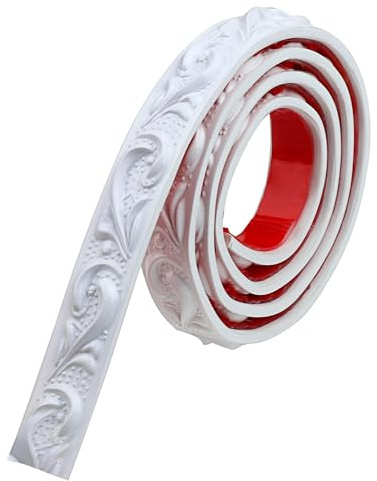 Duzzy Molding Trim Wall Trim, 16.4 Feet Self-Adhesive Flexible DIY Peel and Stick Crown Molding Ceiling Molding Suitable for Mirror Edge, TV Background Wall, Home Wall Decor (White)