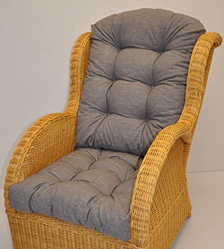 Premium Qualität - Polster/Kissen/Ersatzpolster für Rattan Ohrensessel/Rattansessel, Colore Grigio (dunkel grau)