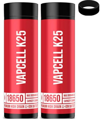 VAPCELL K25 18650 Rechargable 2500MAH Nicotine Free (2 Pack)