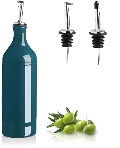 Sweejar Large ceramic olive oil dispenser bottle, opaque, protects oil and reduces oxidation, suitable for storing oil, vinegar, soy sauce and other liquids,