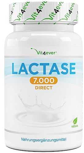 Laktase 7.000-365 Tabletten mit Sofortwirkung - Hochdosiert mit 7.000 FCC-Einheiten - Bei Laktoseintoleranz + Milchunverträglichkeit - Ohne unerwünschte Zusatzstoffe - Laborgeprüft - Vegan