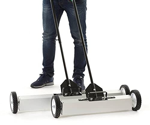 Magnetar Magnetic Sweeper - 45 cm - Magnet Broom - Rolling Magnet Sweeper - For Workshop, Yard, Floor - Magnet picking up Nails - Pickup Tool with Wheels - Magnetic Roller Broom - Heavy Duty