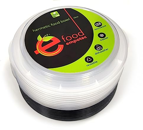 SET 10 PEZZI Contenitori Alimenti Plastica NO BPA Porta Pranzo Coperchi a Chiusura Ermetica Ciotole Piatti Riutilizzabili Microonde Freezer e Lavastoviglie Forma Rotonda Circolare 18,5x5,8cm OZ28