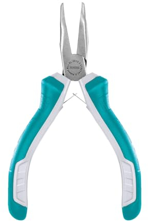 TOTAL - Mini pinza piatta curva | 115 mm | Compatto e versatile | Ideale per piegare il filo | Massima precisione | Realizzato in cromo vanadio | Manico bimateriale