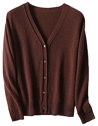 Bollrllr 2023 Maglione da donna in cashmere cardigan a maniche lunghe maglione vintage maglione caldo in cashmere, Caff, XL