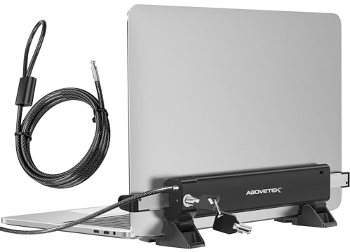 AboveTEK Laptop Security Locks with 2m Keyed Cable - Anti-Theft Locking Station, Adjustable Width 28.2-39.8cm, Desktop Fixed or Portable Mounting Option, Fits 12-16 MacBook/Notebooks