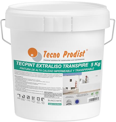 Tecno Prodist - TECPINT EXTRALISO TRASPARENTE (5 Kg) Vernice ecologica, traspirante, impermeabile per esterni e interni all'acqua, finitura extra morbida, facile applicazione - Nessun odore (bianco)