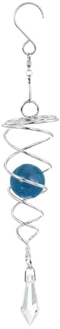 PATIKIL 8 Gazing Ball Spiral Tail, Decorative Wind Spinners 1 Crystal Glass Ball with Hanging Swivel Hook for Indoor Outdoor Garden Decoration, Blue
