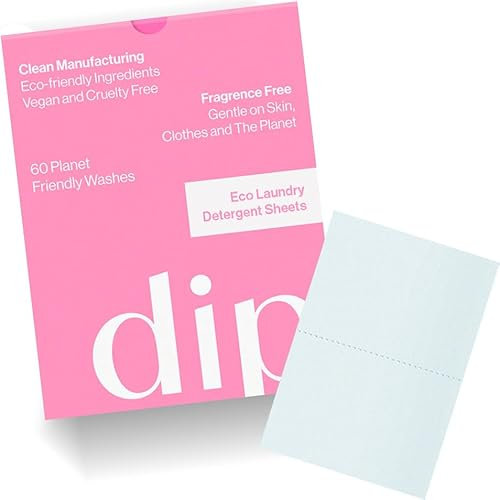 Dip Eco-Friendly Laundry Sheets Detergent | Plant Based, Plastic Free & Zero Waste | Perfect for Sensitive Skin | Fragrance Free | 60 Load