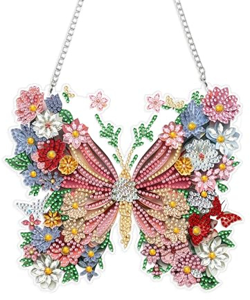 Eiflow Diamond Art Butterfly Set for Hanging, 7.8 x 6.9 inches, Animal Diamond Painting for Adults, DIY Acrylic Panel, Gemstone Painting Set