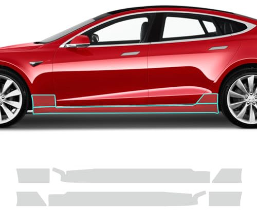 FDAIUN Lámina protectora de pintura de TPU PPF precortada, para Tesla Model S 2012-2024, autoadhesiva, lámina de protección transparente, accesorio (faldón lateral para esquina de puerta, 6 unidades)