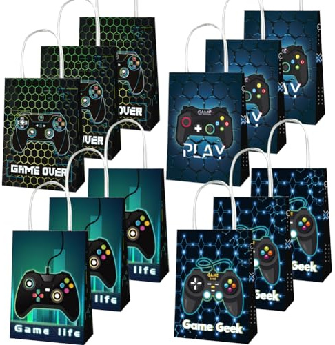 HGSHUO Geschenktüten Papier Videospiel Partytüten Kindergeburtstag Candy Tüten Geburtstage Deko Gaming Geschenktüte Papier Mitgebsel Tüten Party Dekoration Babyparty